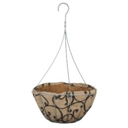 14″ AquaSav Jute Galvanized Hanging Basket w/ galvanized wire hanger