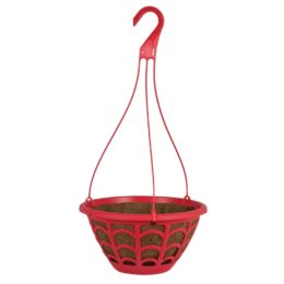 12″ Bali Hanging Basket with Plastic Hanger and AquaSav™ Coco Liner – Solid