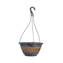 12″ Rio Hanging Basket with AquaSav™ Coco Liner and Plastic Hanger – Metallic