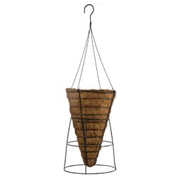 14″ Grower Cone Hanging Planter with AquaSav™ Coco Liner, Wire Hanger, and Stand