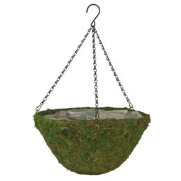 14″ Grass Woodland Hanging Basket w/ dark green chain